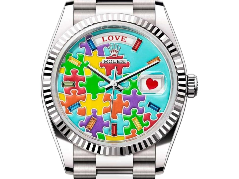 Rolex | Day-Date | 128239 | White gold | 36 x 43 mm | White gold | Turquoise | Automatic
