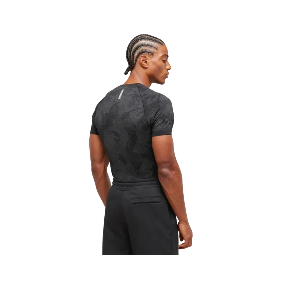 Gymshark Geo Seamless T-Shirt Slim Fit Black/Charcoal Grey