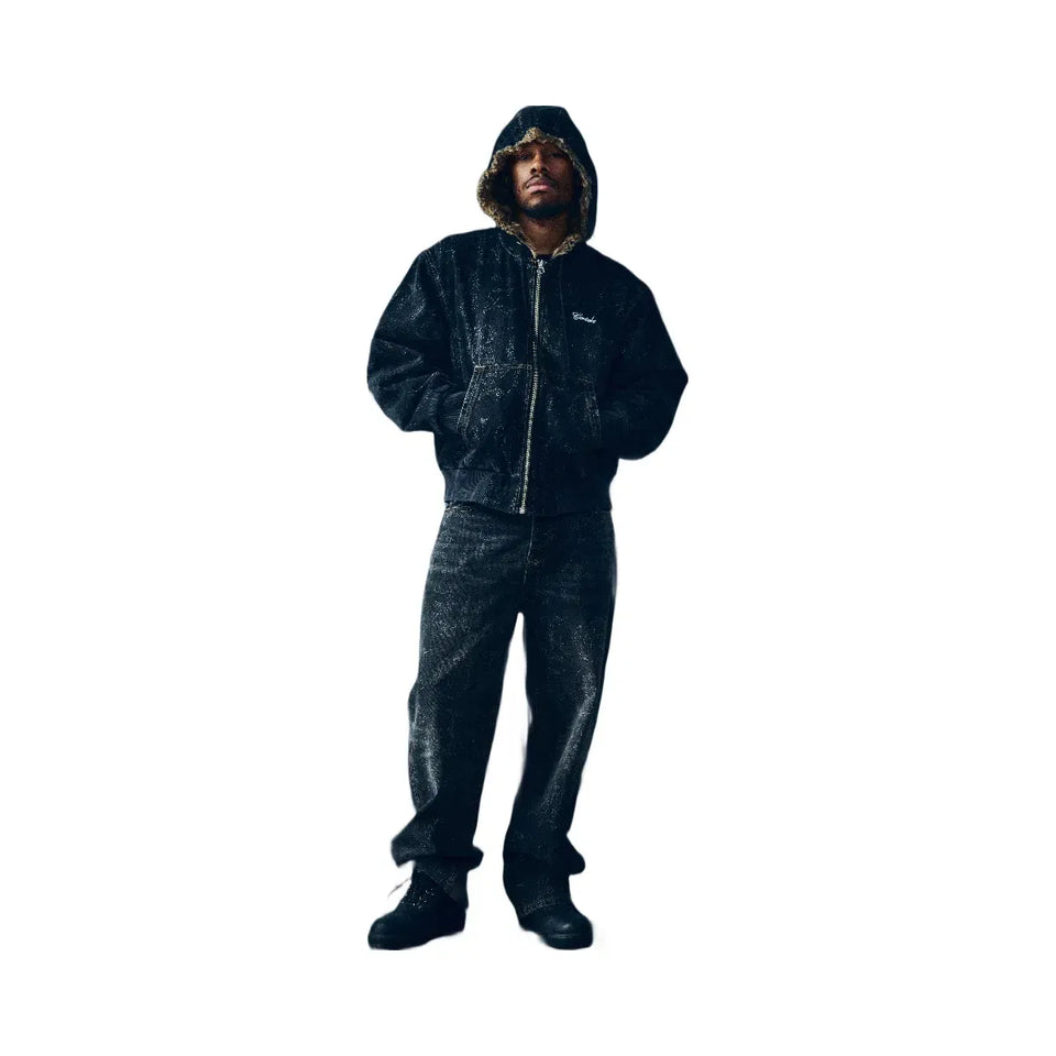 Corteiz Old English Denim Work Jacket Black Wash
