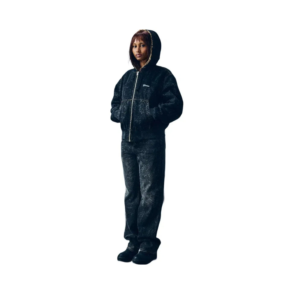 Corteiz Old English Denim Work Jacket Black Wash