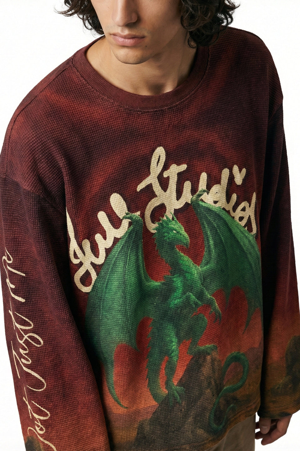 Emerald Dragon Full Sleeve Waffle T-Shirt
