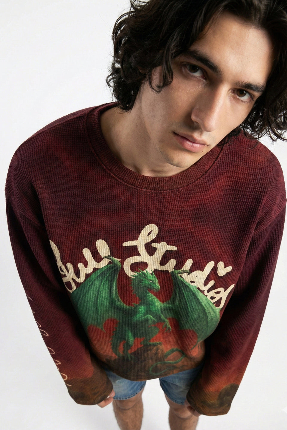 Emerald Dragon Full Sleeve Waffle T-Shirt