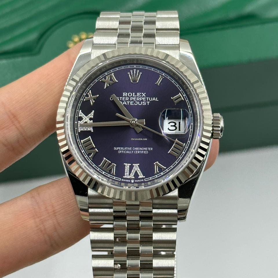 Rolex Datejust 36 126234 Purple Roman VIIX Diamond Dial Jubilee