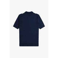 Vertical Stripe Zipped Short-Sleeve Polo Shirt