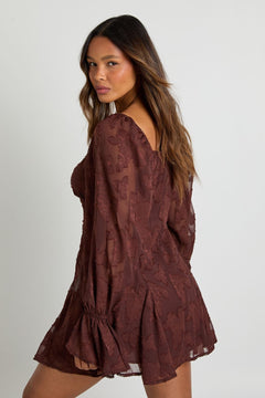 Burnout Floral Godet Hem Mini Dress