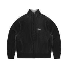 Corteiz 2 Tone Ribbed Knit Zip Up Black