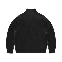 Corteiz 2 Tone Ribbed Knit Zip Up Black