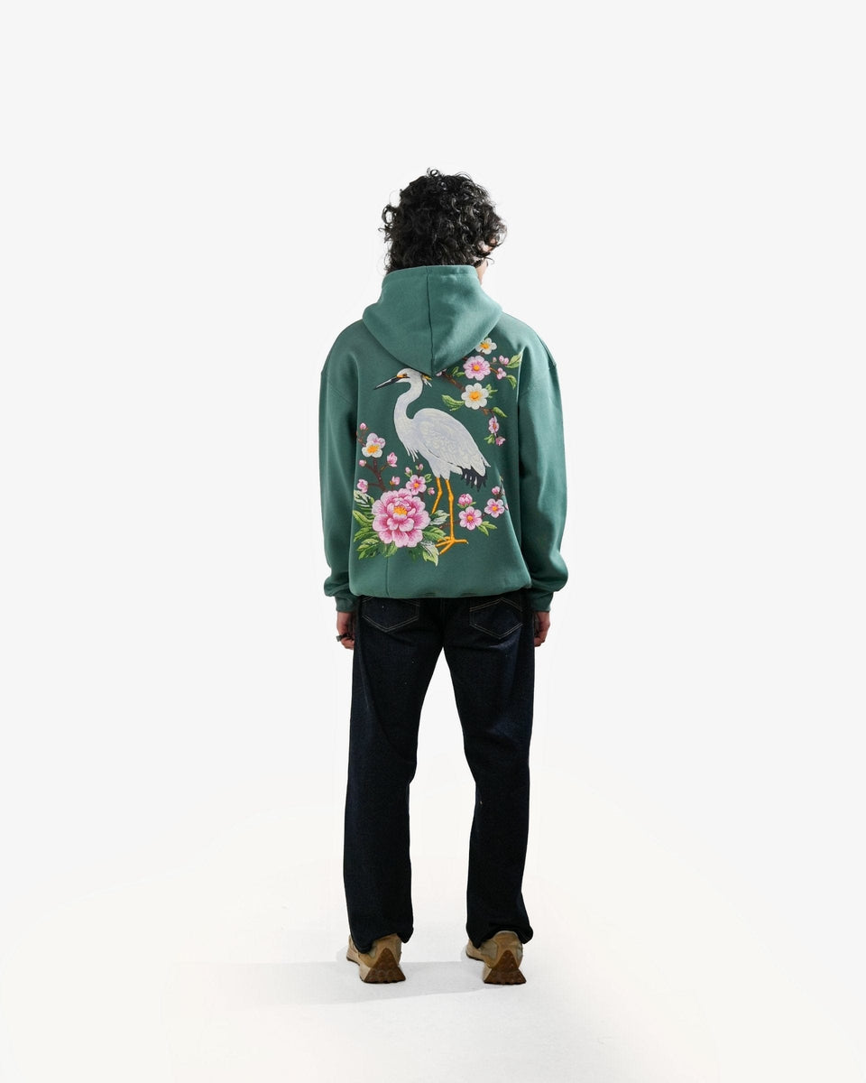 Bloomed Hoodie - Teal Oversized Printed Zipper Hoodie
