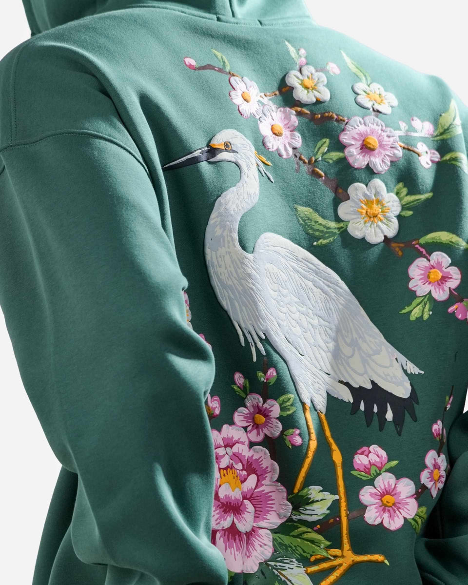 Bloomed Hoodie - Teal Oversized Printed Zipper Hoodie