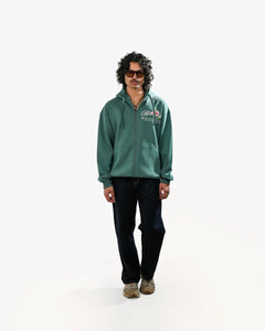 Bloomed Hoodie - Teal Oversized Printed Zipper Hoodie