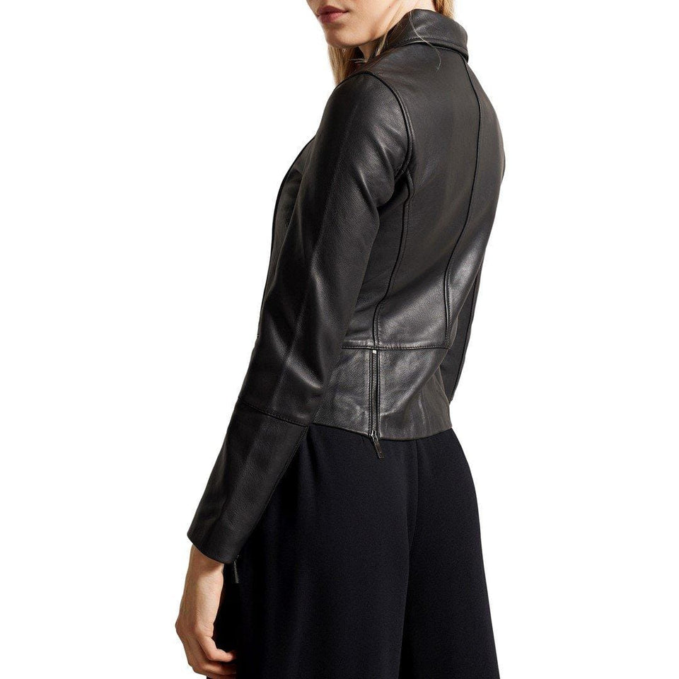 Lizia Leather Structured Fit Biker Jacket
