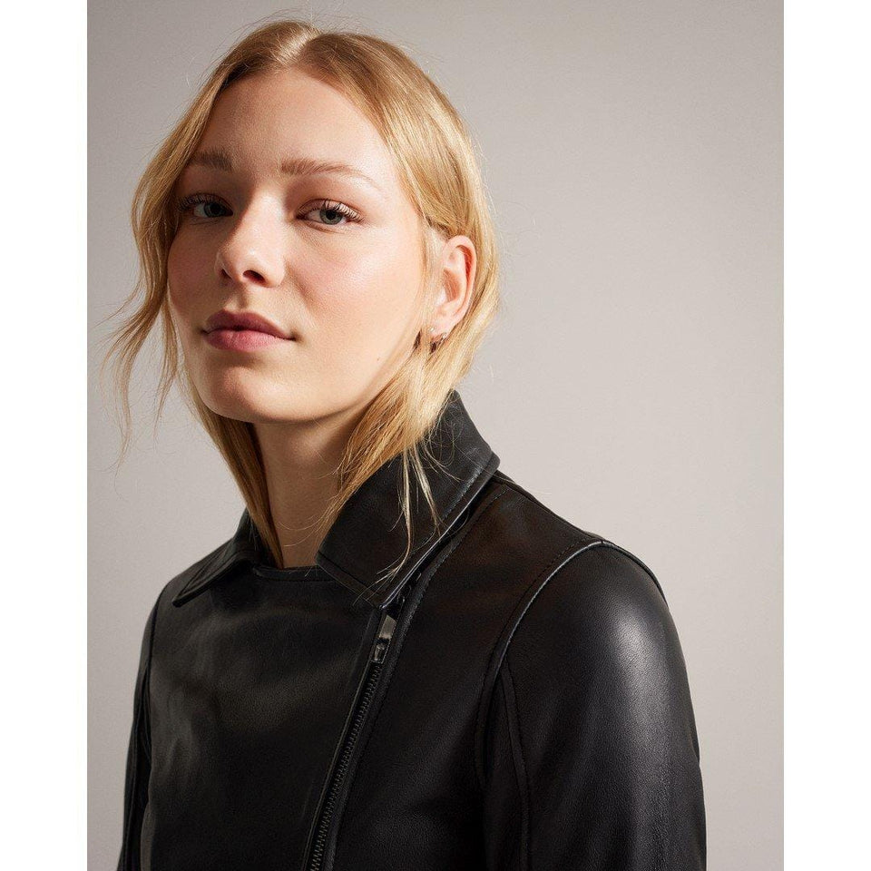 Lizia Leather Structured Fit Biker Jacket