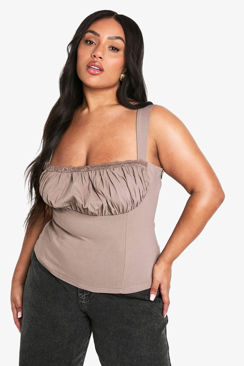 Plus Ruched Strappy Corset