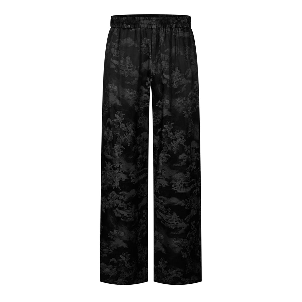Fresco Jacquard Cotton Straight Leg Trousers