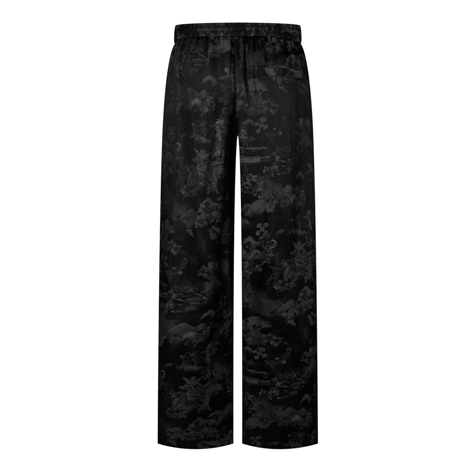 Fresco Jacquard Cotton Straight Leg Trousers