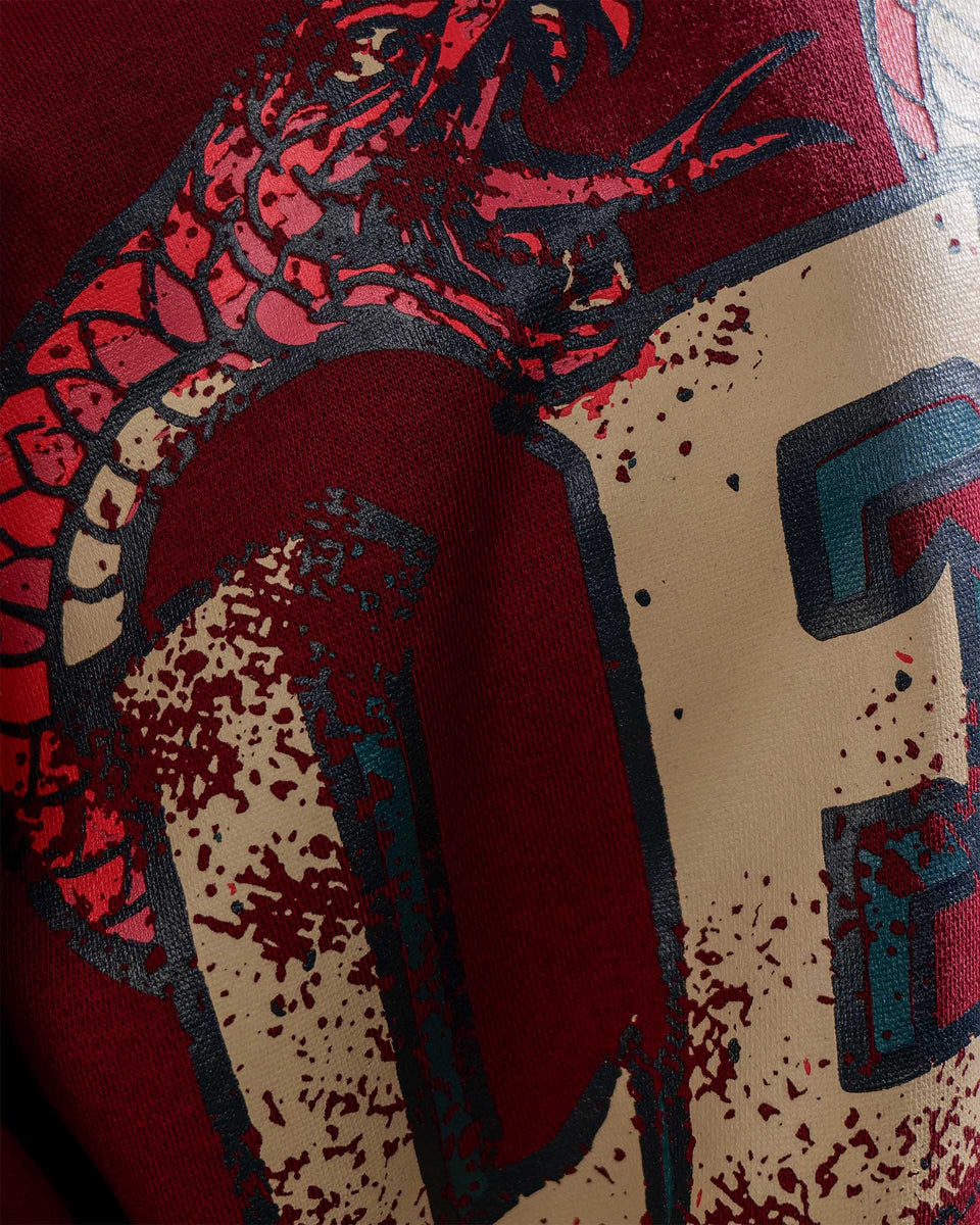 Legacy V2 - Wine Oversized Printed Hoodie