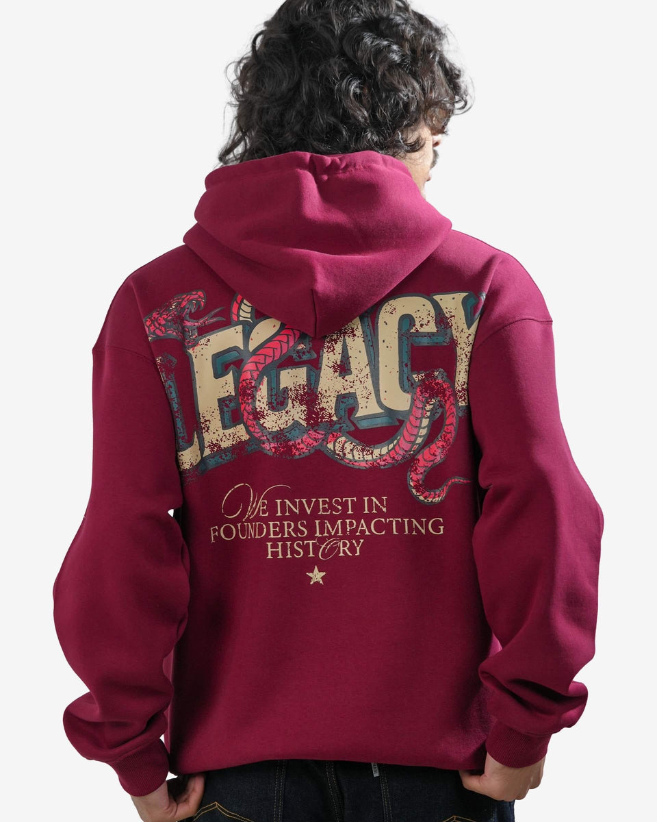 Legacy V2 - Wine Oversized Printed Hoodie