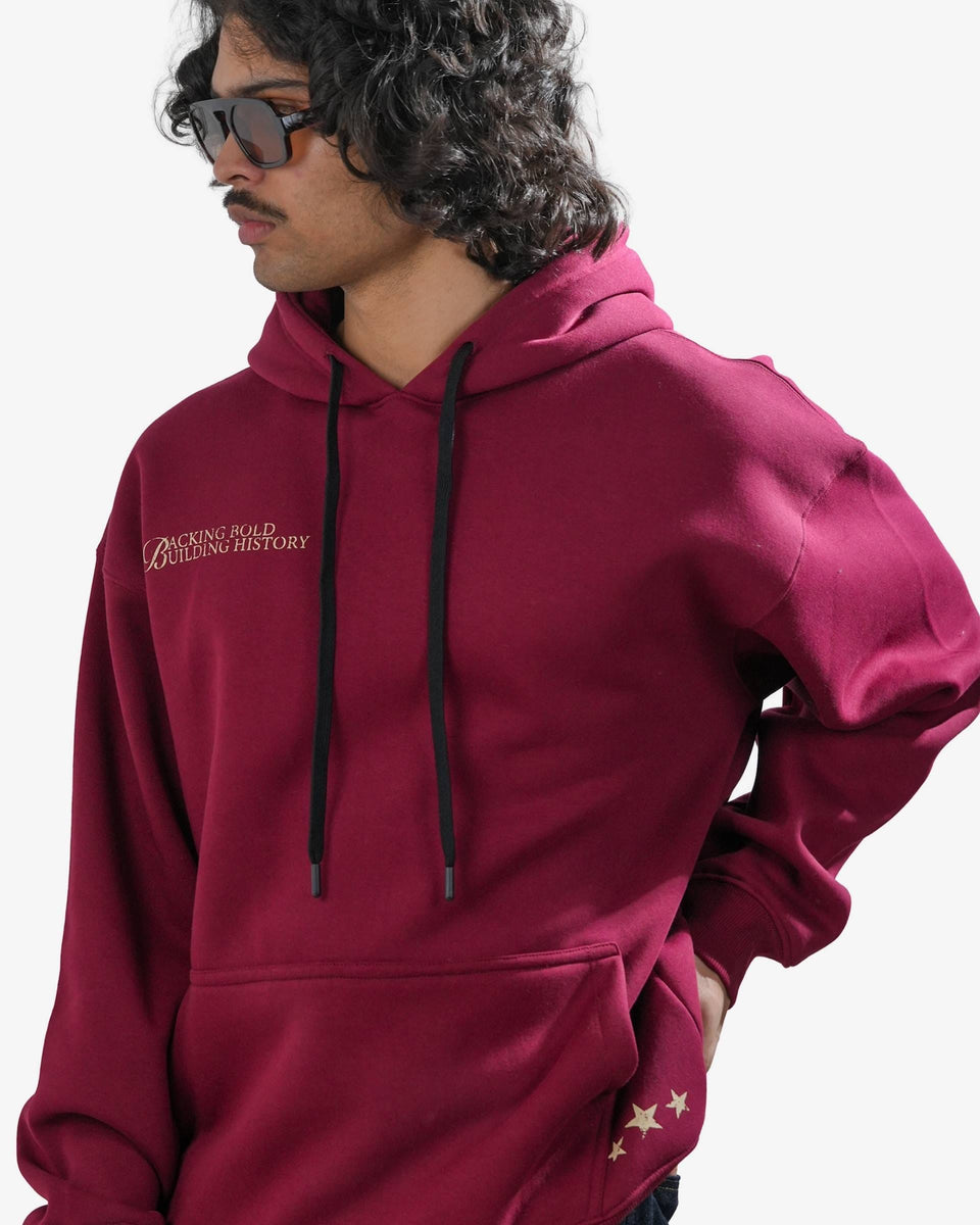 Legacy V2 - Wine Oversized Printed Hoodie