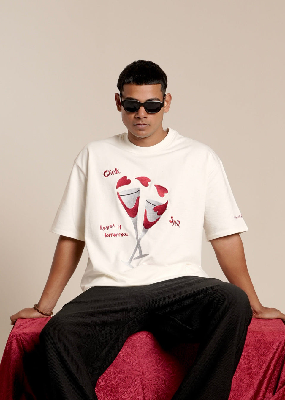 ‘CLINK & CONFESS’ TEE | OFF WHITE