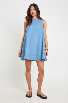 Chambray  Racer Swing Dress