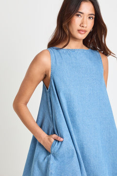 Chambray  Racer Swing Dress