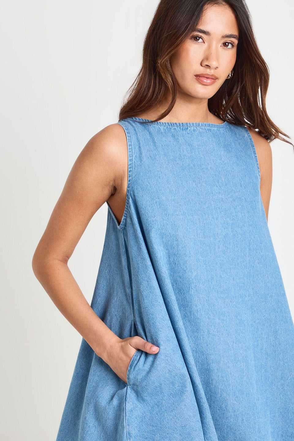 Chambray  Racer Swing Dress