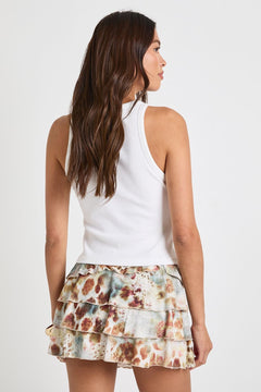 Floral Printed Tierred Ruffle Skirt With Built In Short