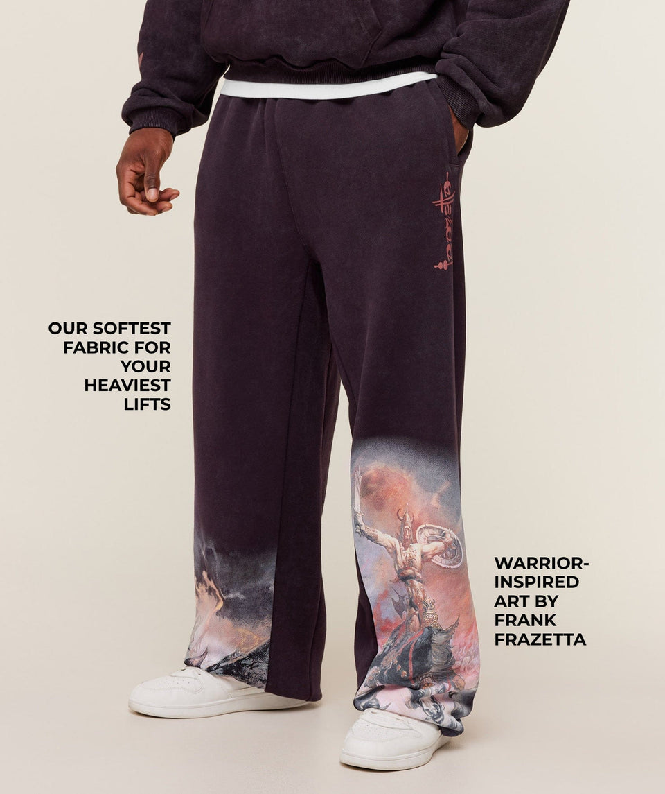 Gymshark Power x Frazetta Graphic Joggers - Asphalt Grey/Plum Brown