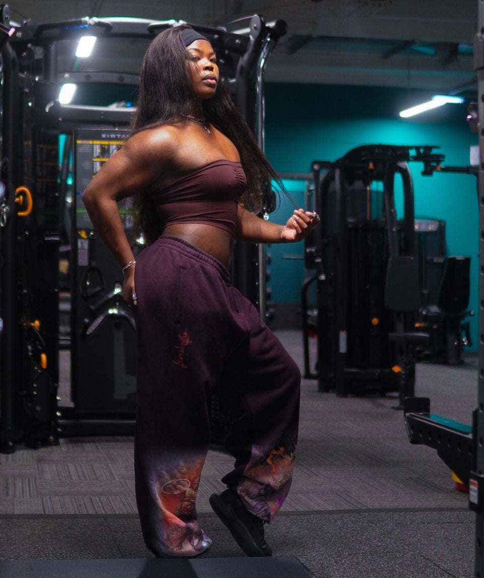 Gymshark Power x Frazetta Graphic Joggers - Asphalt Grey/Plum Brown