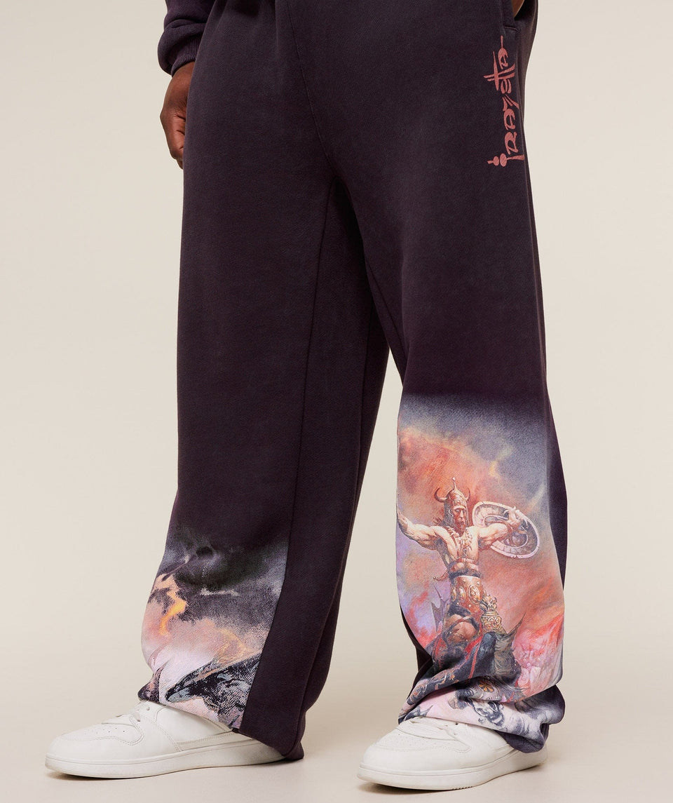 Gymshark Power x Frazetta Graphic Joggers - Asphalt Grey/Plum Brown