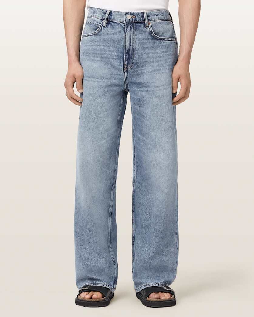 AllSaints Lenny Wide Leg Denim Jeans Light Indigo