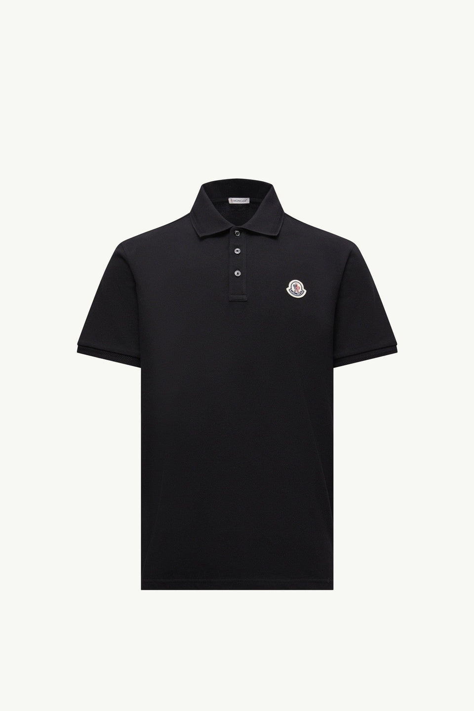 Moncler Logo Patch Cotton Piquet Polo Shirt Black Black