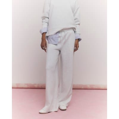 Grey Premium Drawstring Wide Leg Joggers