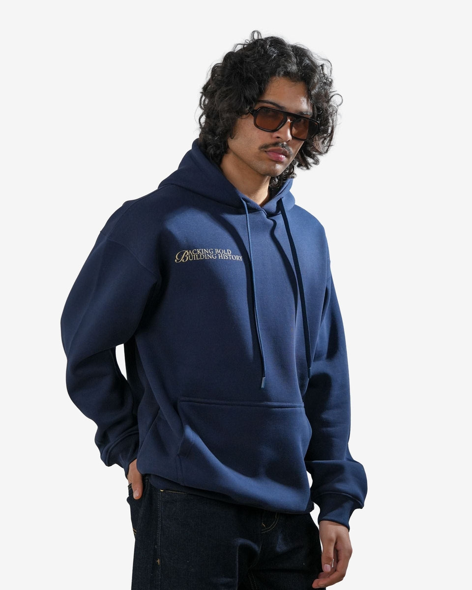 Legacy V2 - Navy Blue Oversized Printed Hoodie
