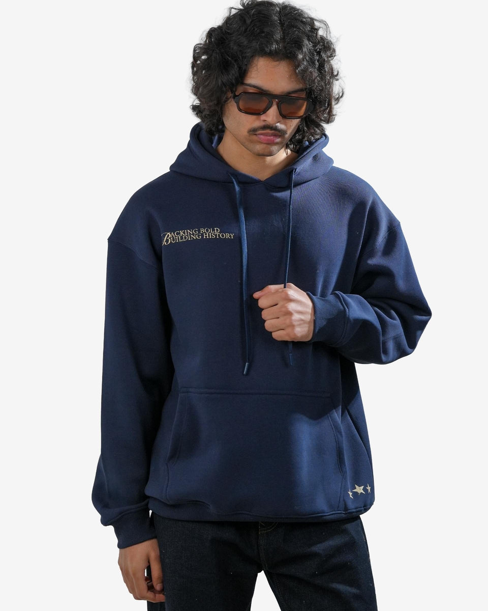Legacy V2 - Navy Blue Oversized Printed Hoodie