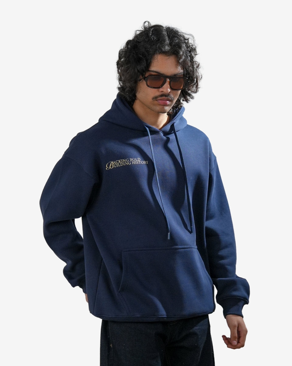 Legacy V2 - Navy Blue Oversized Printed Hoodie
