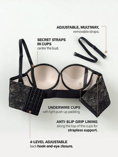 Firm Compression Strapless Lace Longline Bra
