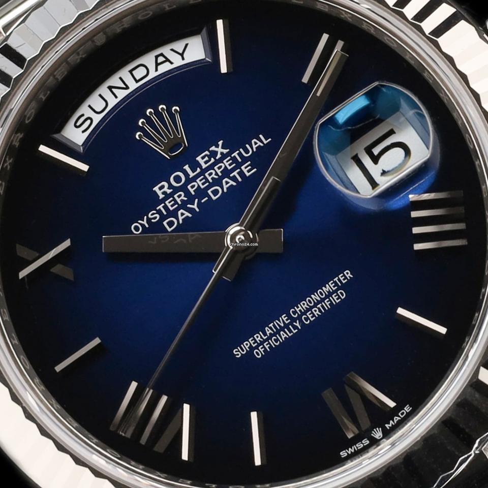 Rolex | Day-Date | 228239 | Steel | 40 mm | White gold | Blue | Automatic