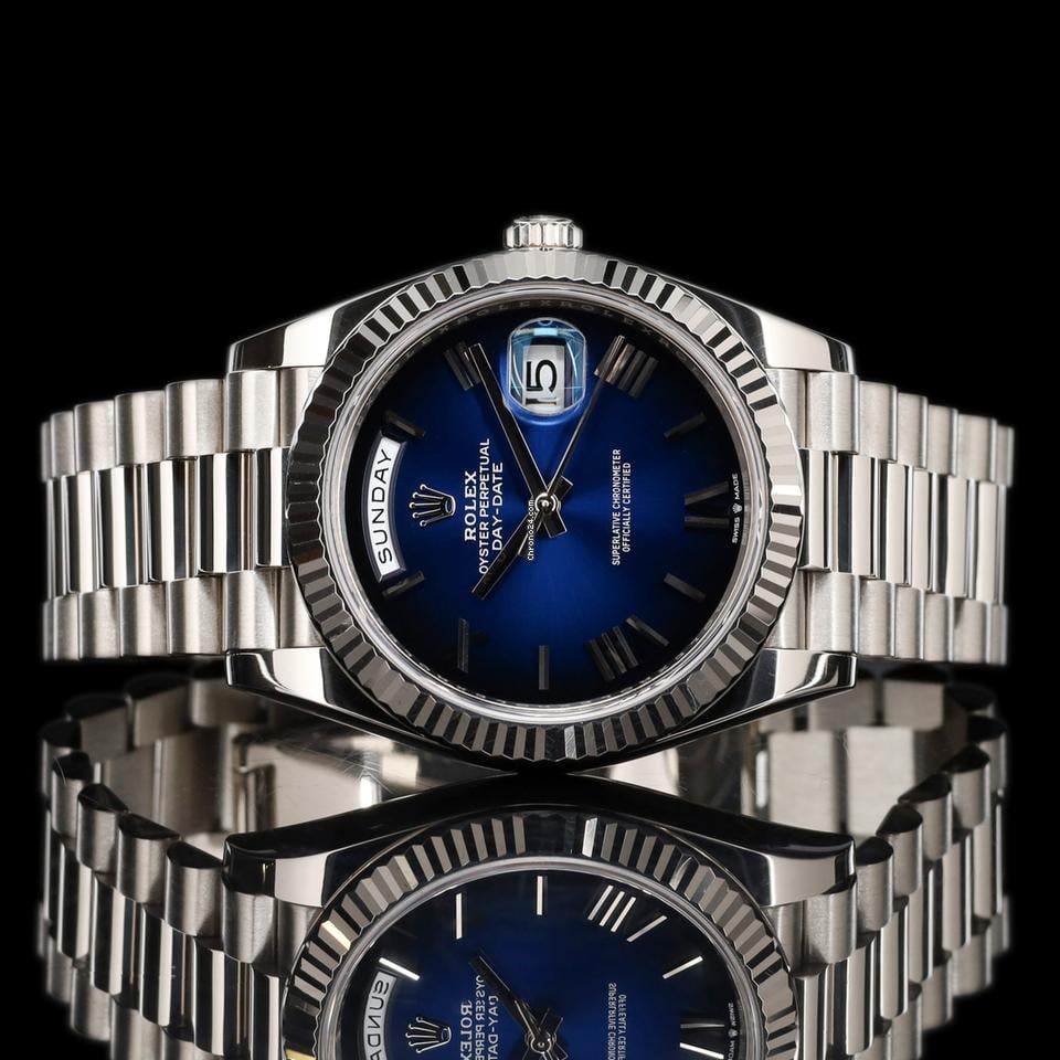 Rolex | Day-Date | 228239 | Steel | 40 mm | White gold | Blue | Automatic