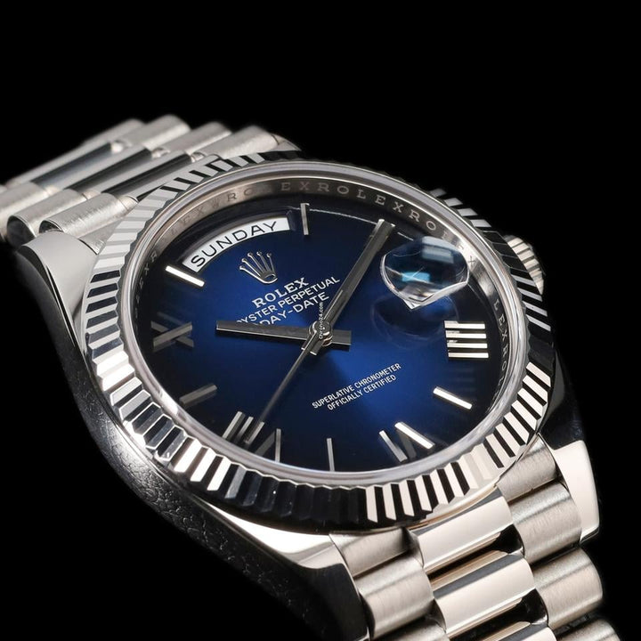 Rolex | Day-Date | 228239 | Steel | 40 mm | White gold | Blue | Automatic