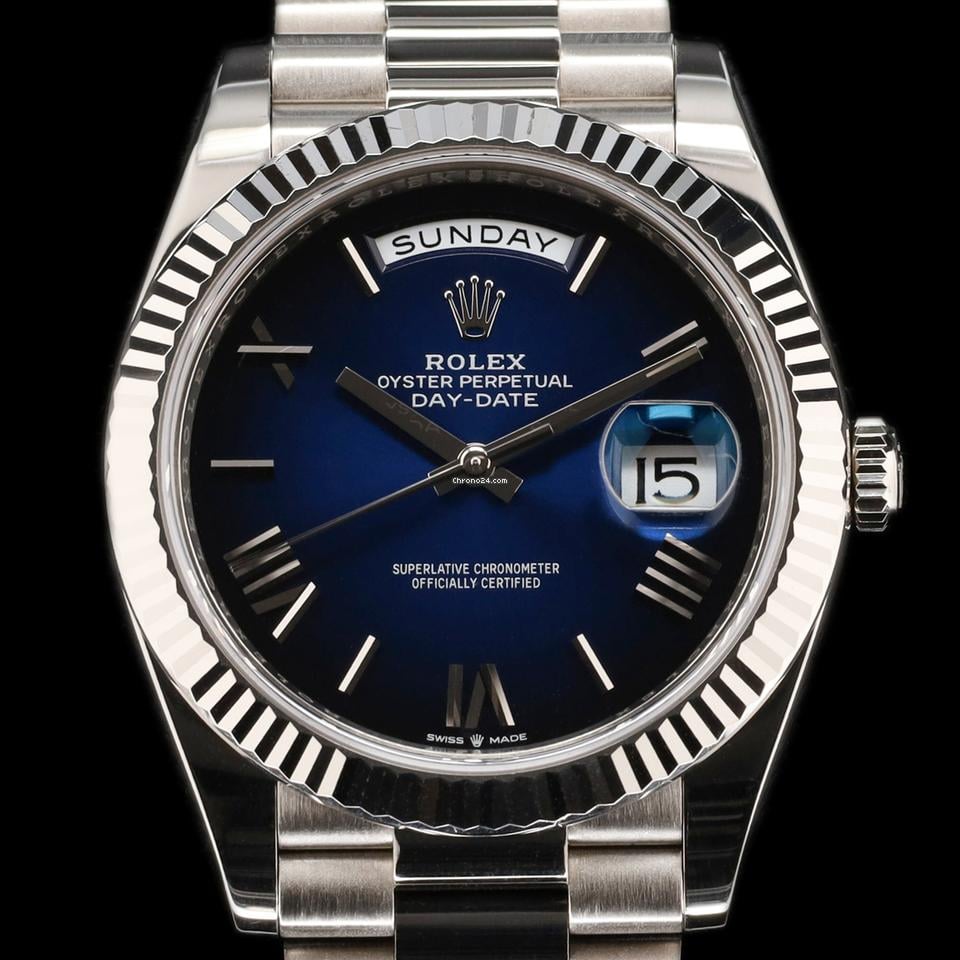 Rolex | Day-Date | 228239 | Steel | 40 mm | White gold | Blue | Automatic