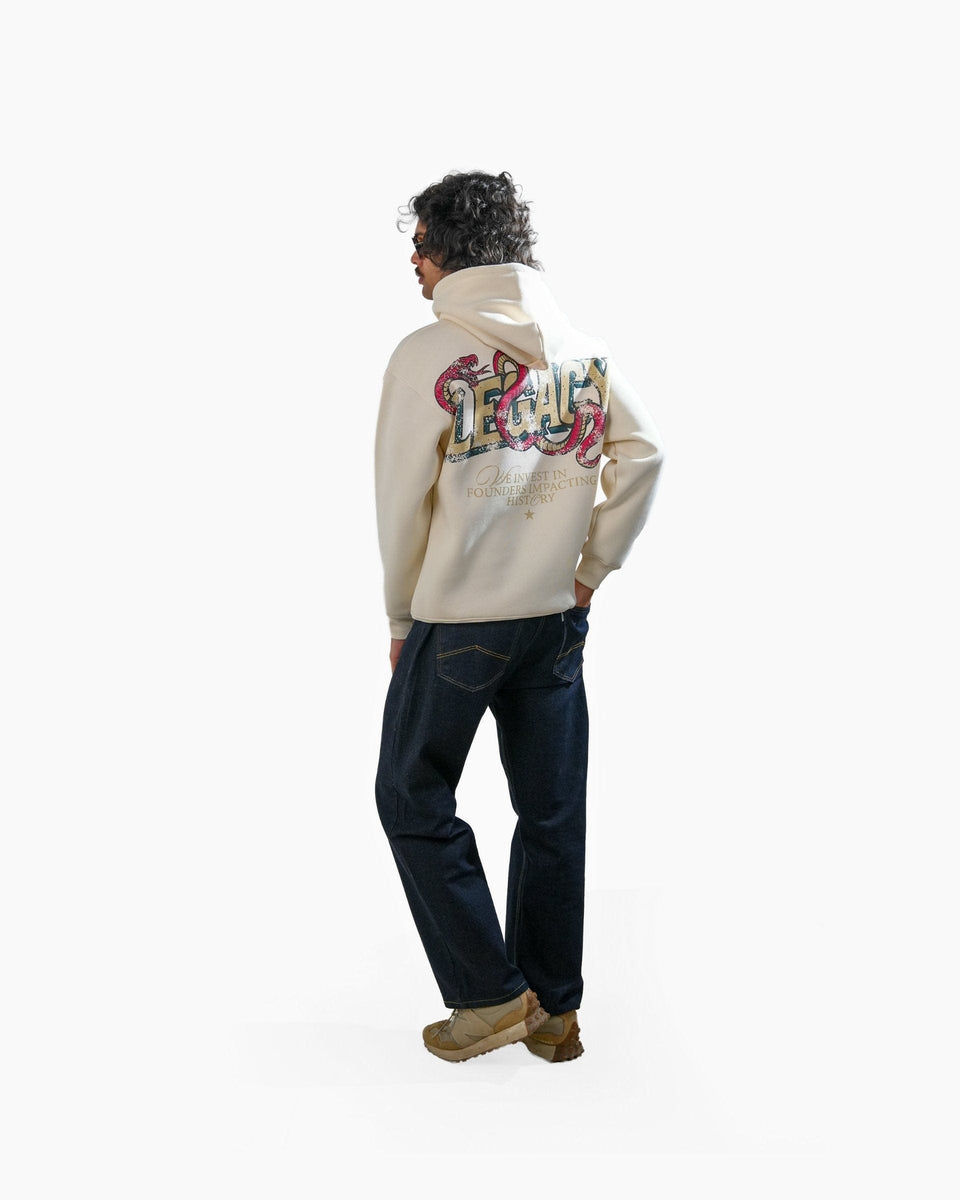 Legacy V2 - Off White Oversized Printed Hoodie