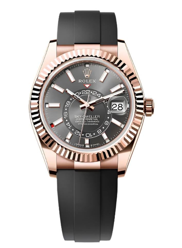 Rolex | Sky-Dweller | 336235 | Rose gold | 42 mm | Rubber | Grey | Automatic