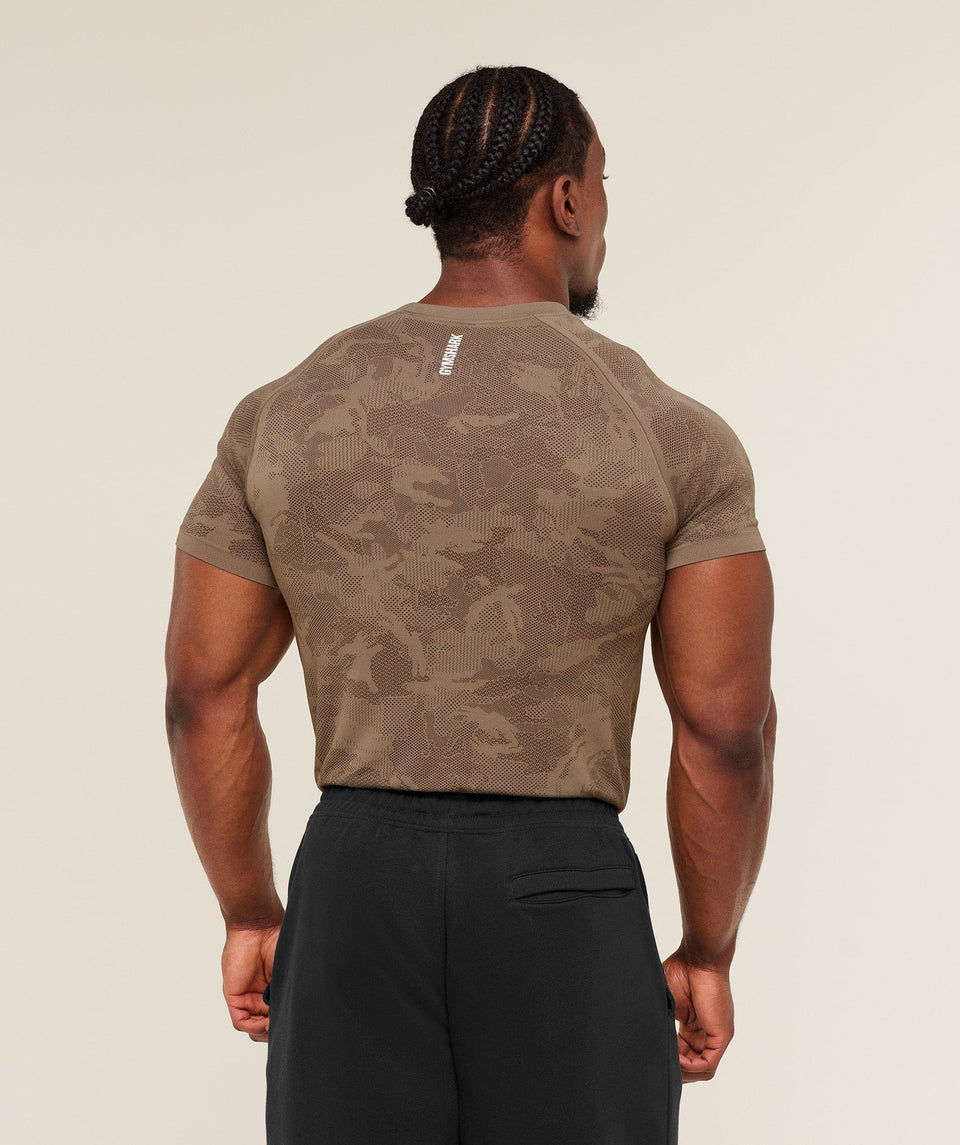 Gymshark Geo Seamless T-Shirt -  Lifestyle Brown /  Archive Brown