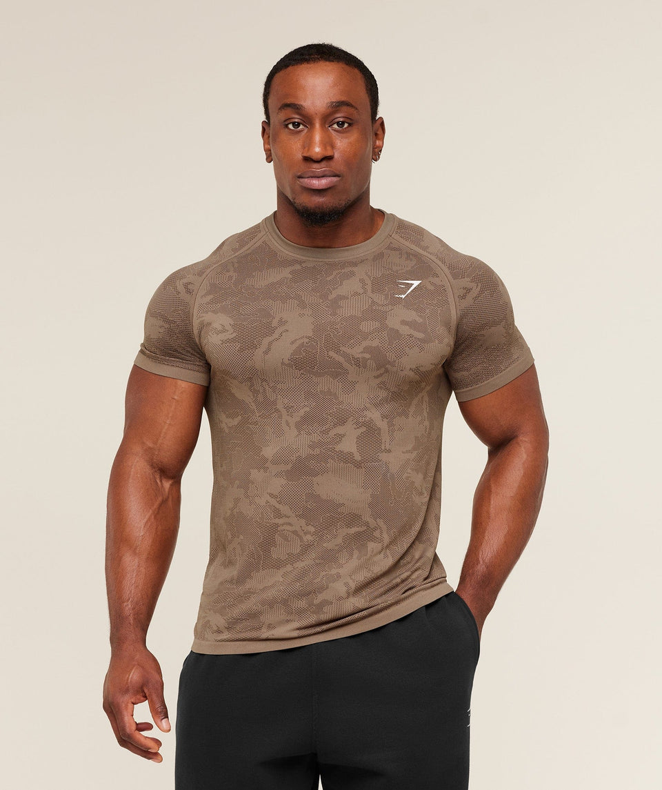 Gymshark Geo Seamless T-Shirt -  Lifestyle Brown /  Archive Brown