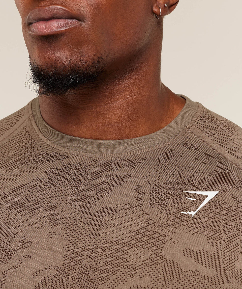 Gymshark Geo Seamless T-Shirt -  Lifestyle Brown /  Archive Brown