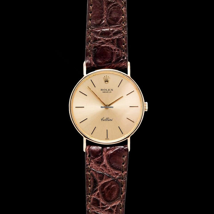 Rolex | Cellini | 3833 | Yellow gold | 33 mm | Leather | Gold | Manual winding