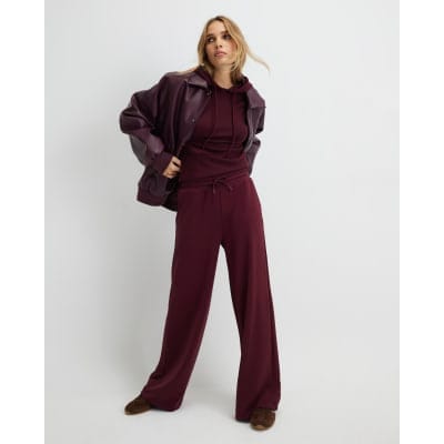 Red Premium High Waisted Wide Leg Joggers