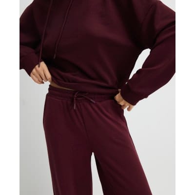 Red Premium High Waisted Wide Leg Joggers