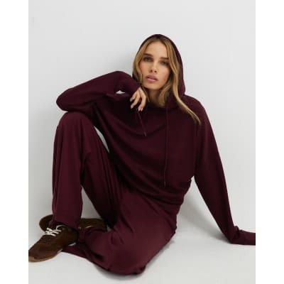 Red Premium High Waisted Wide Leg Joggers